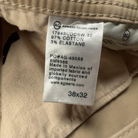 AG Adriano Goldschmied Everett Pants Mens 38x32 Beige Slim Straight Stretch - Picture 6 of 16
